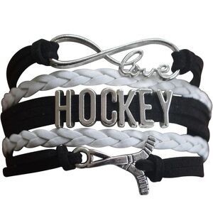 NWT Hockey-themed Bracelet Black and White